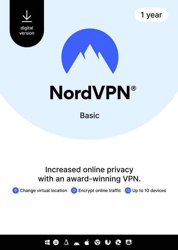 NordVPN Basic - 1 Year - 10 Devices