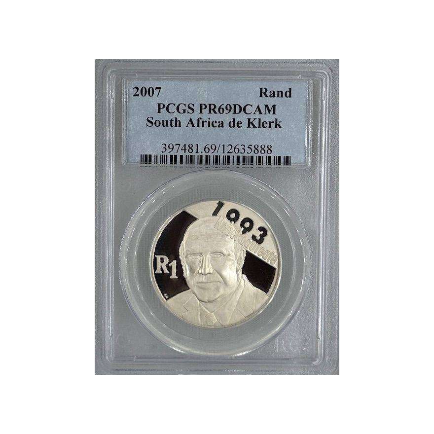 2007 Silver R1 FW De Klerk Proof 69 PCGS South African Coin
