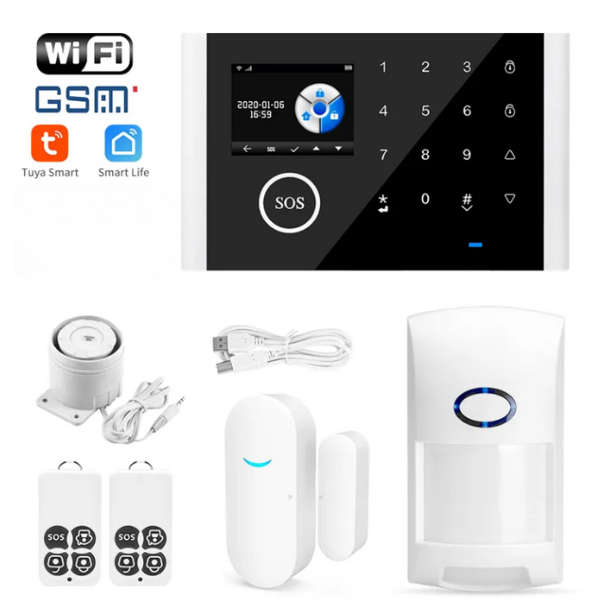 Tuya/ Smart Life Touch Screen Wireless SOS Alarm Home Security Alarm System with GSM&WiFi
