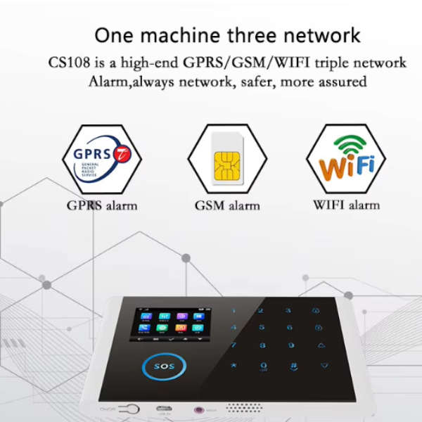 Tuya/ Smart Life Touch Screen Wireless SOS Alarm Home Security Alarm System with GSM&WiFi