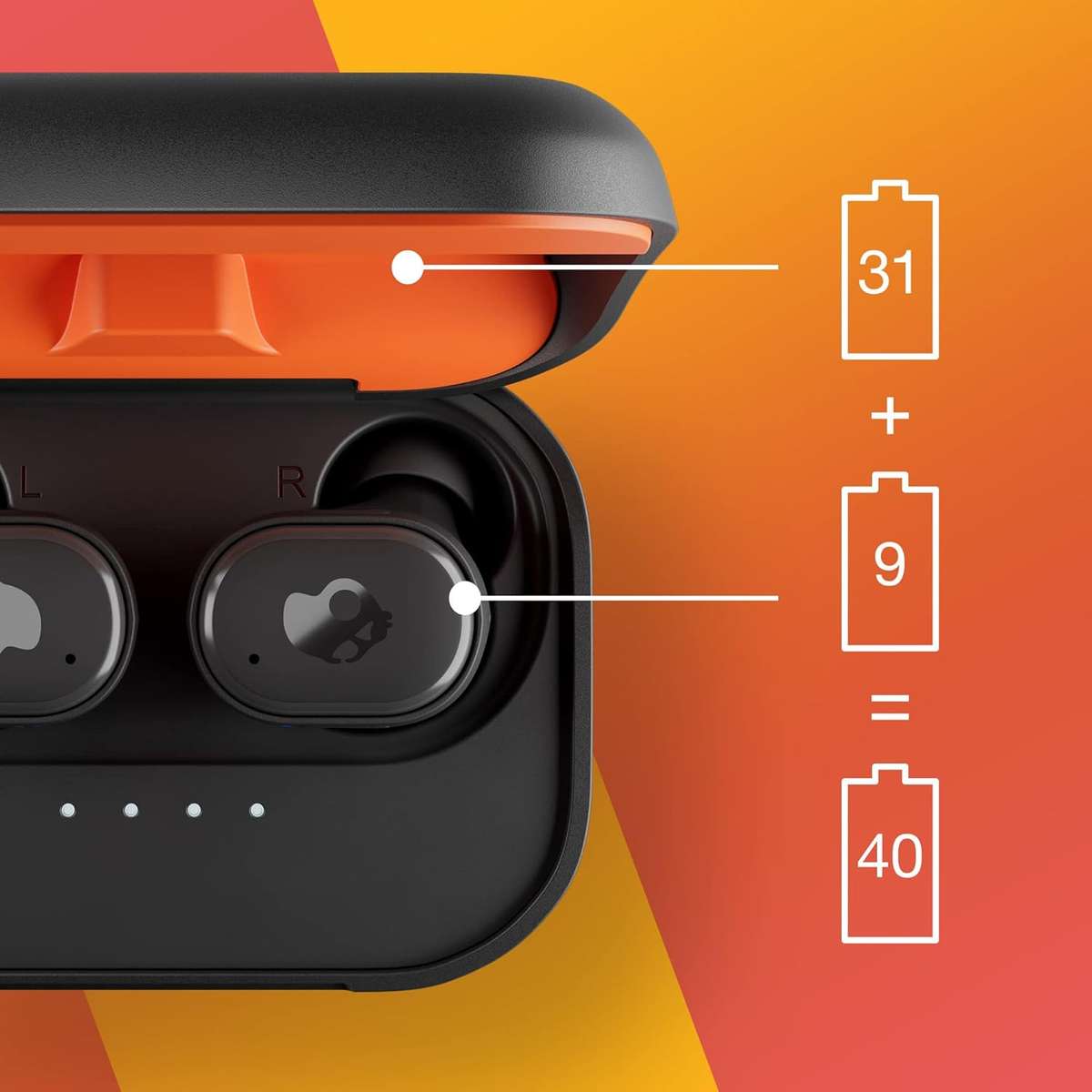 Skullcandy Grind Fuel In-Ear Wireless Earbuds with Wireless Charging, 40 Hr Battery - RETAIL R2500