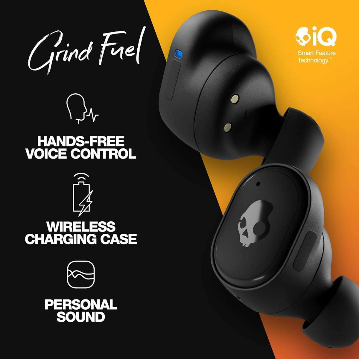 Skullcandy Grind Fuel In-Ear Wireless Earbuds with Wireless Charging, 40 Hr Battery - RETAIL R2500