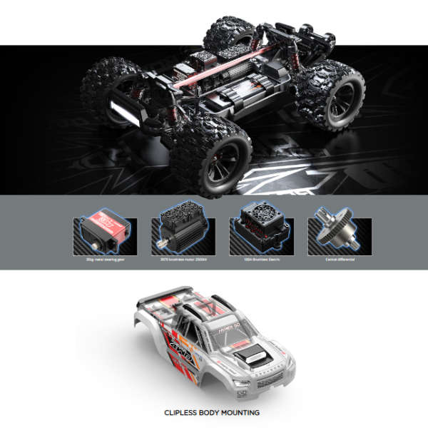 MJX Hypergo 10208 1/10 RC Truck 4X4, Brushless RC Cars Very Fast up to 50mph, ARTR Up to 4S LiPo