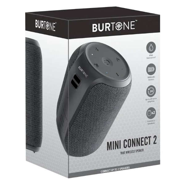 Burtone Mini Connect 2 True Wireless Speaker IPX6 Waterproof 360 deg. surround - Rechargeable(Black)