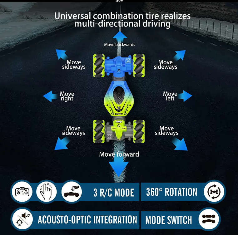 HOSHI 1611 2.4Ghz Hand Gesture / Remote Control Stunt RC Twist Car 4WD Stunt Car