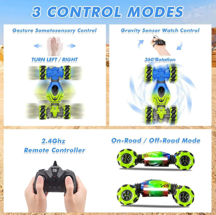 HOSHI 1611 2.4Ghz Hand Gesture / Remote Control Stunt RC Twist Car 4WD Stunt Car