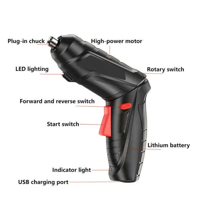 47-Piece Cordless Electric Screwdriver Set with sockets  3.6V Rechargeable Lithium-Ion