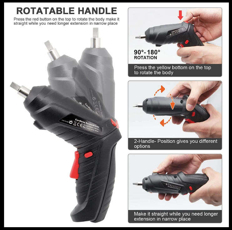 47-Piece Cordless Electric Screwdriver Set with sockets  3.6V Rechargeable Lithium-Ion