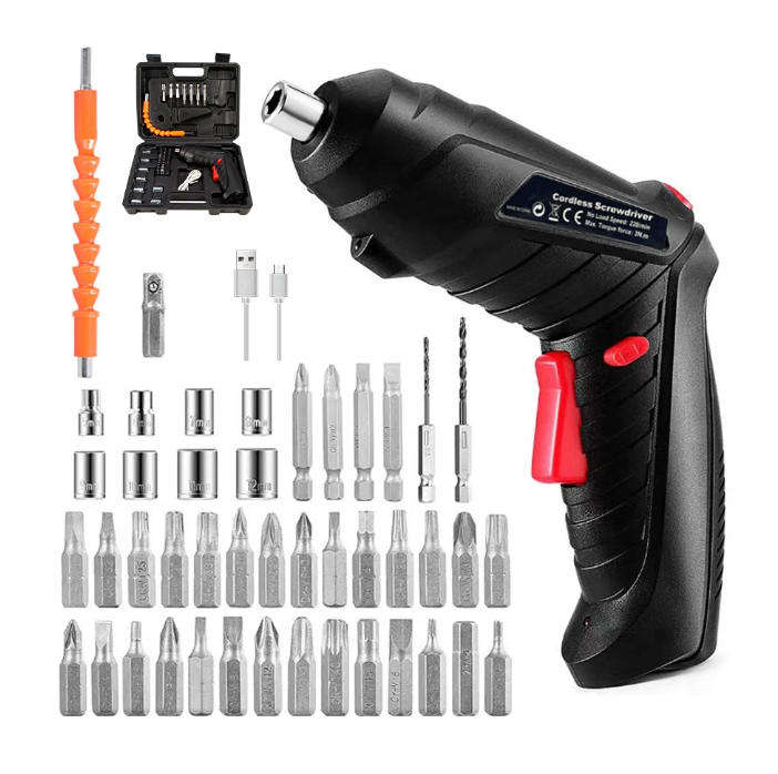47-Piece Cordless Electric Screwdriver Set with sockets  3.6V Rechargeable Lithium-Ion