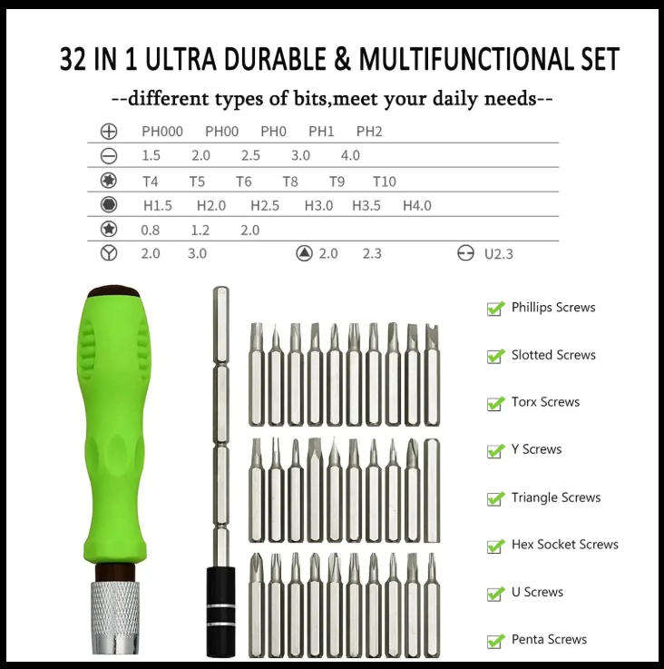 32 in 1 Multifunctional Precision Screwdriver Set Mini  Magnetic Torx Phillips Screw Driver