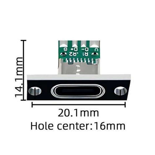 Connector USB Type C Female Flat Panel Mount 6 PIN (5A) **LOCAL STOCK**