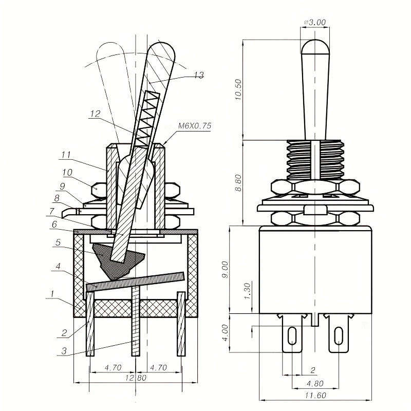 Switch Toggle On-Off-On 6 Pin 6A DPDT MTS-202 **LOCAL STOCK**