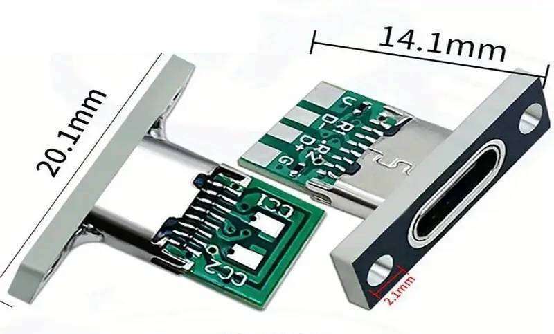 Connector USB Type C Female Flat Panel Mount 6 PIN (5A) **LOCAL STOCK**