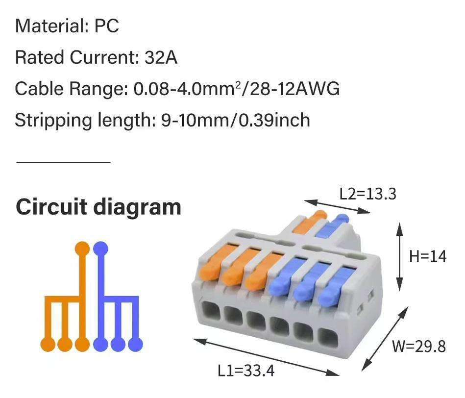 Splice Connector Wago Lever Splitter 2Pin to 6Pin with Mount Holes **LOCAL STOCK**
