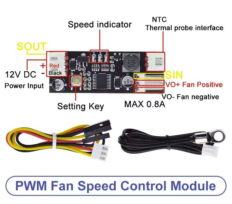 Fan Speed Controller 12V Adjustable Temperature 3 Led **LOCAL STOCK**