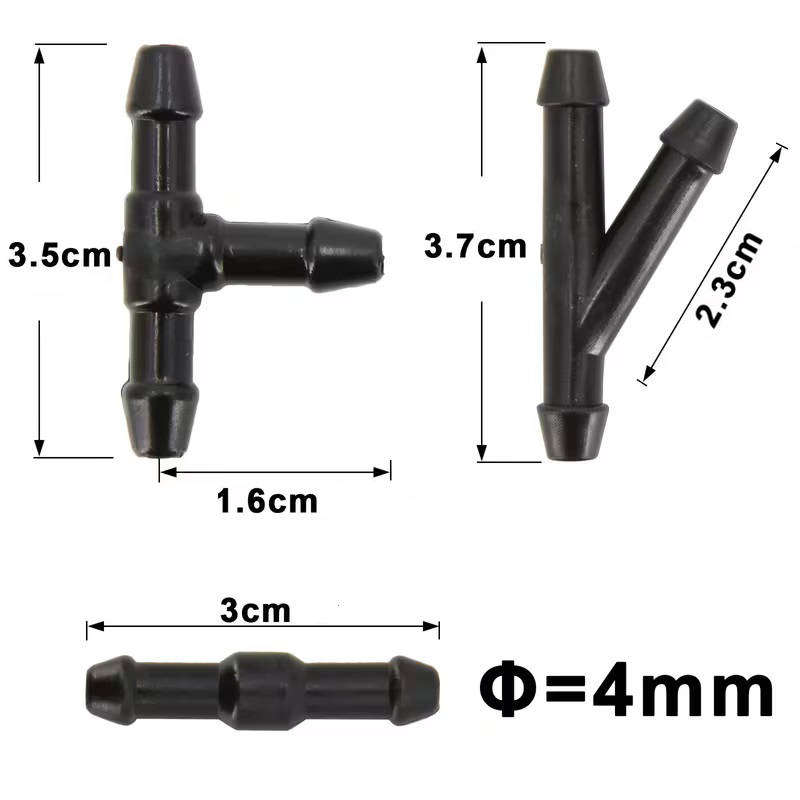 Car Windscreen Windshield Washer Pipe Connectors Set 3Pcs (4mm Tee, Y + Straight)  **LOCAL STOCK**
