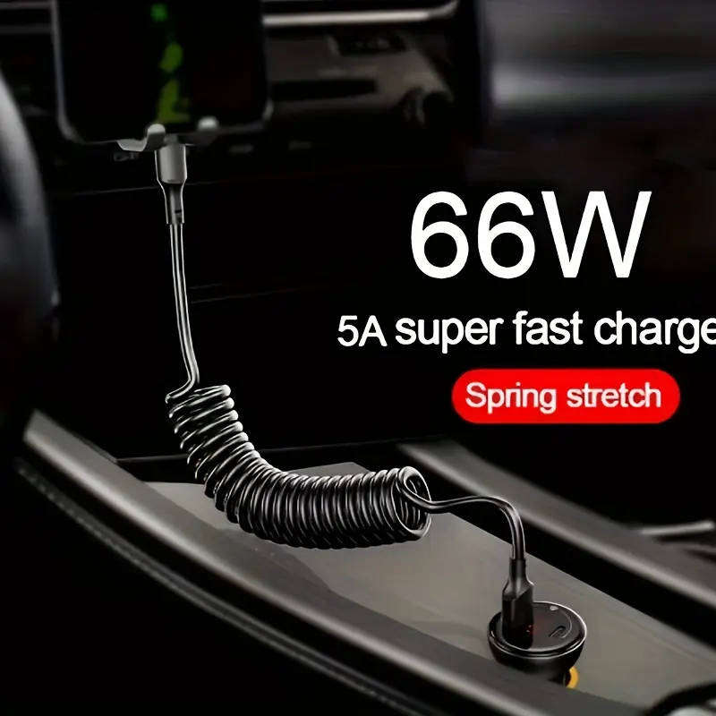 Fast Charger Cable USB to USB Type-C Spring Cable Black **LOCAL STOCK**