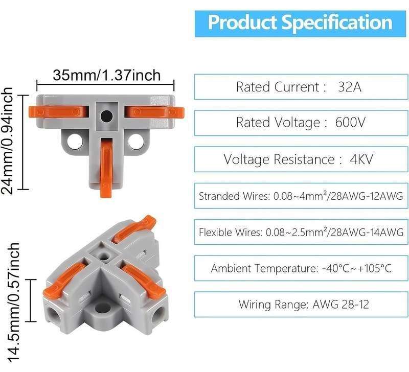 Splice Connector Wago Lever Splitter 3-Way **LOCAL STOCK**