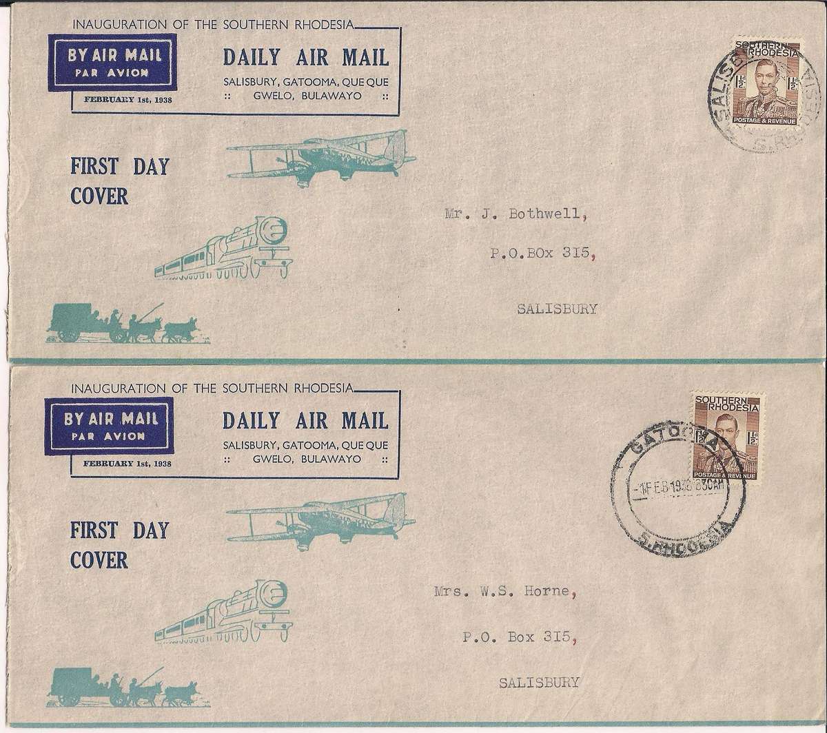 Southern Rhodesia Air 1938 Inter-town Service - 4 Towns