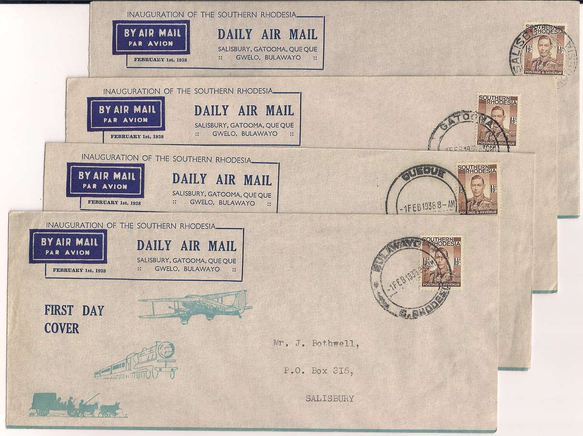 Southern Rhodesia Air 1938 Inter-town Service - 4 Towns