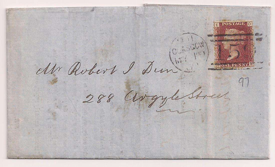 Great Britain 1869 Entire - QV 1d Red - GLASGOW