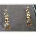 9ct. Solid  Yellow Gold and Genuine Citrines Earrings