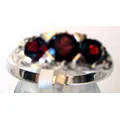 925 Sterling Silver  and  Garnets Ring