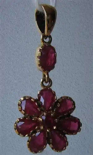 9ct. Gold and Genuine Rubies Pendant