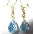 Sterling Silver & Genuine Briolette Blue Topaz 6.53 ct. Earrings