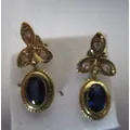 Genuine Blue Sapphires and Diamonds  in 9ct Solid Yellow Gold Earrings