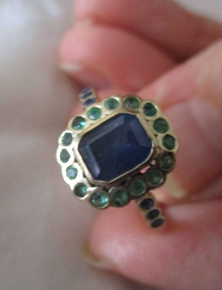 Genuine Emeralds and Sapphire in 9ct Gold Ring