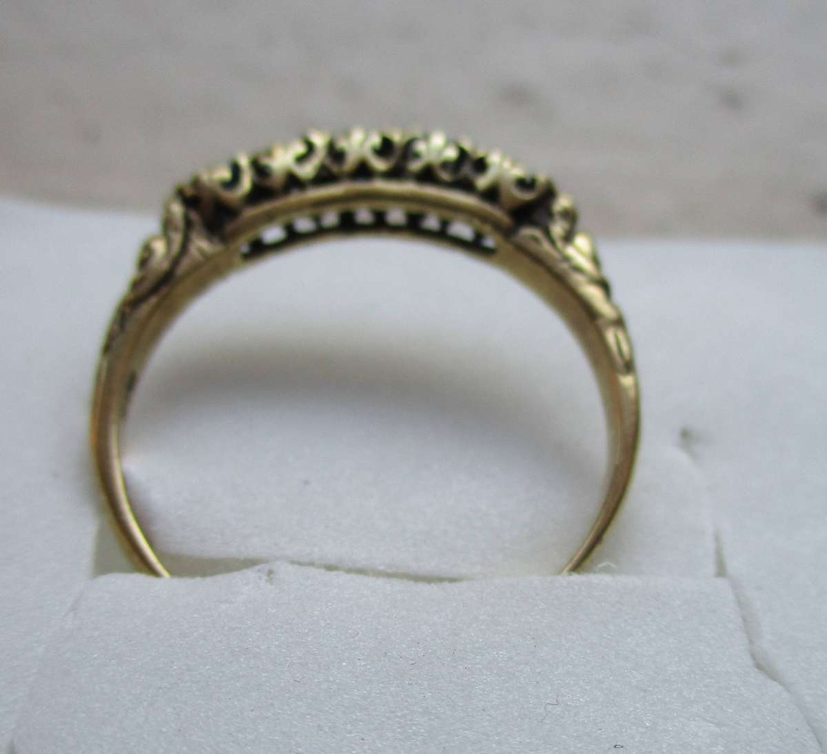 9ct. Solid  Yellow Gold Sapphires and Genuine Diamonds Ring