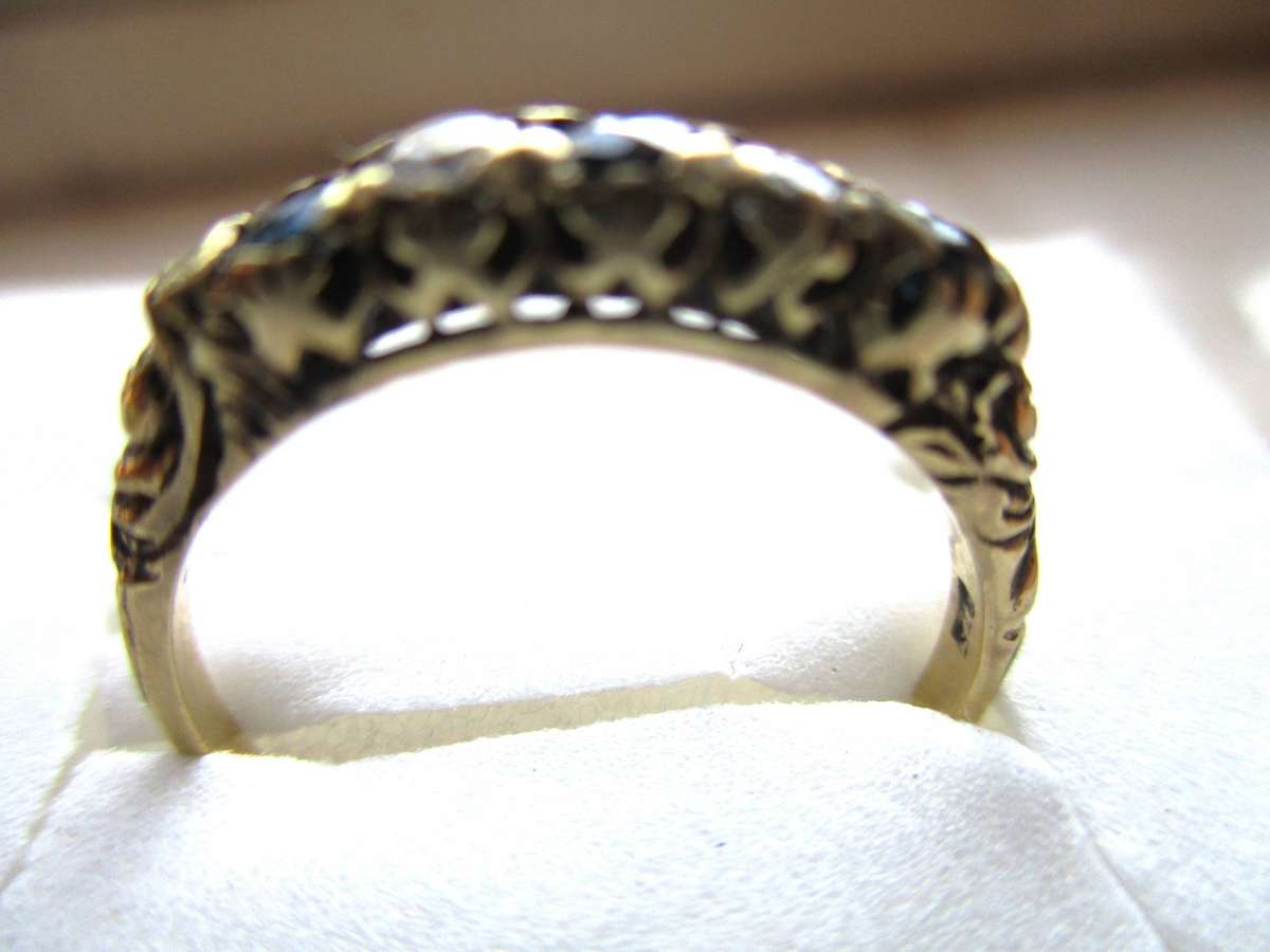 9ct. Solid  Yellow Gold Sapphires and Genuine Diamonds Ring