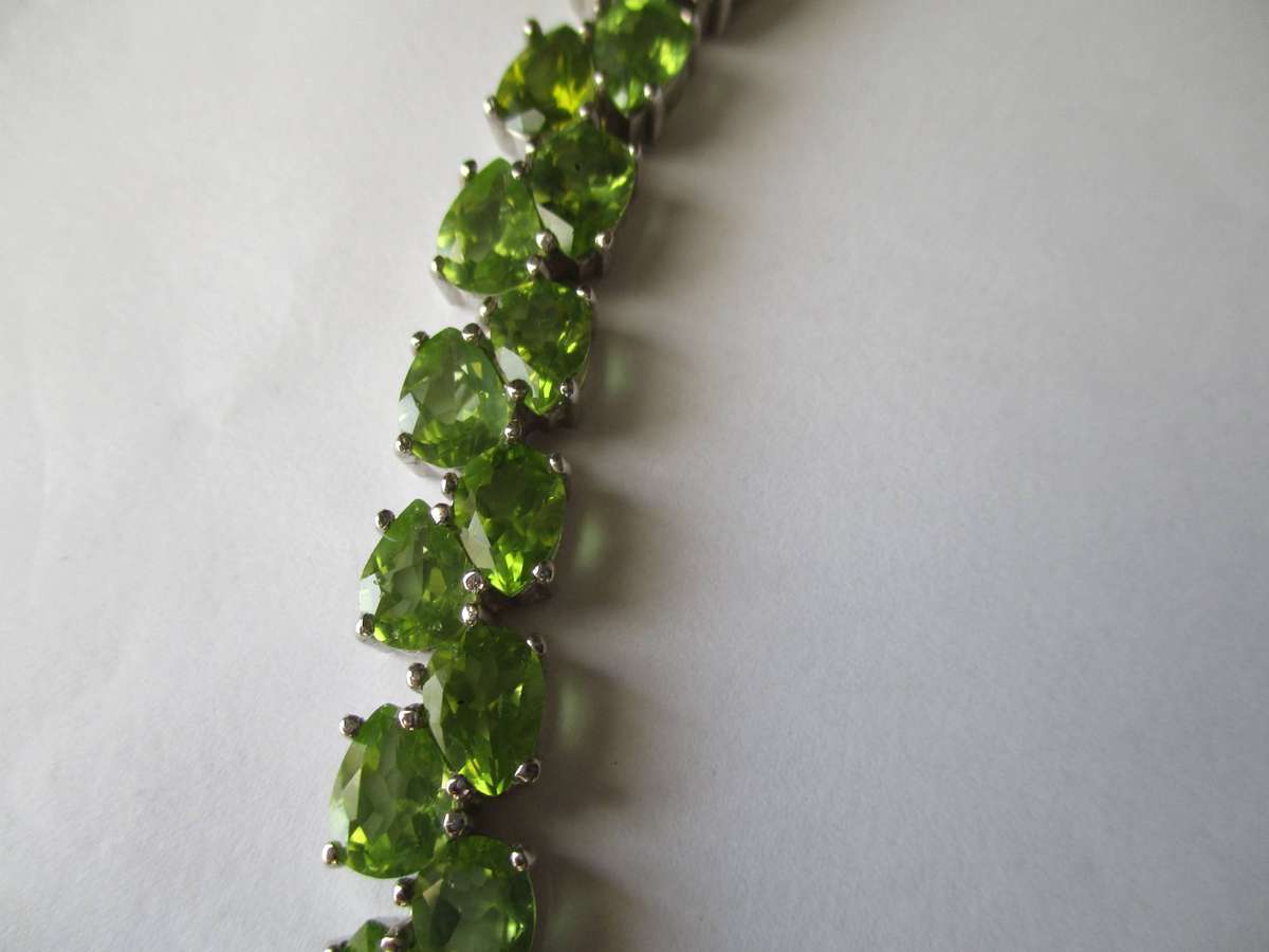 Lovely Sterling Silver and Genuine Peridots Bracelet.