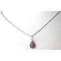 925 Sterling Silver  Chain/ Necklace with Pink Tuormaline Pendant