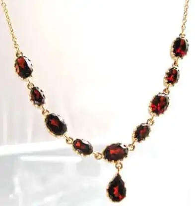 Genuine Garnets in 9ct Gold Necklace