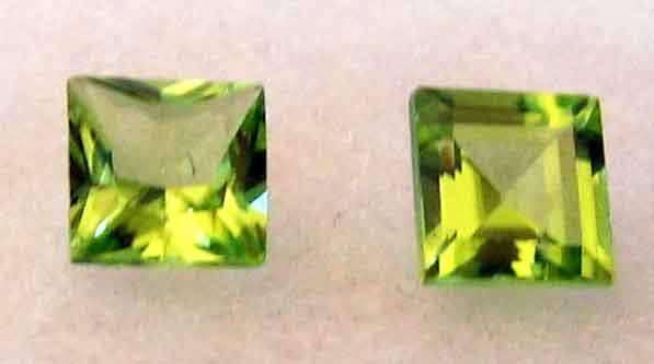 1.36 cts Total weight Peridots 5.00 x 5.00mm Square cut -2 pieces