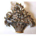925 Sterling Silver marcasite "Basket  Flower " Brooch