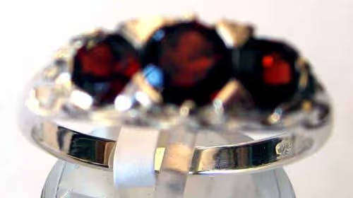 925 Sterling Silver  and  Garnets Ring