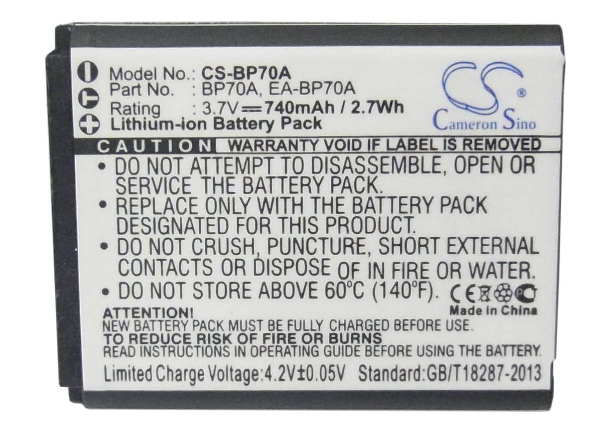 Camera Battery CS-BP70A for SAMSUNG BP-70A etc.