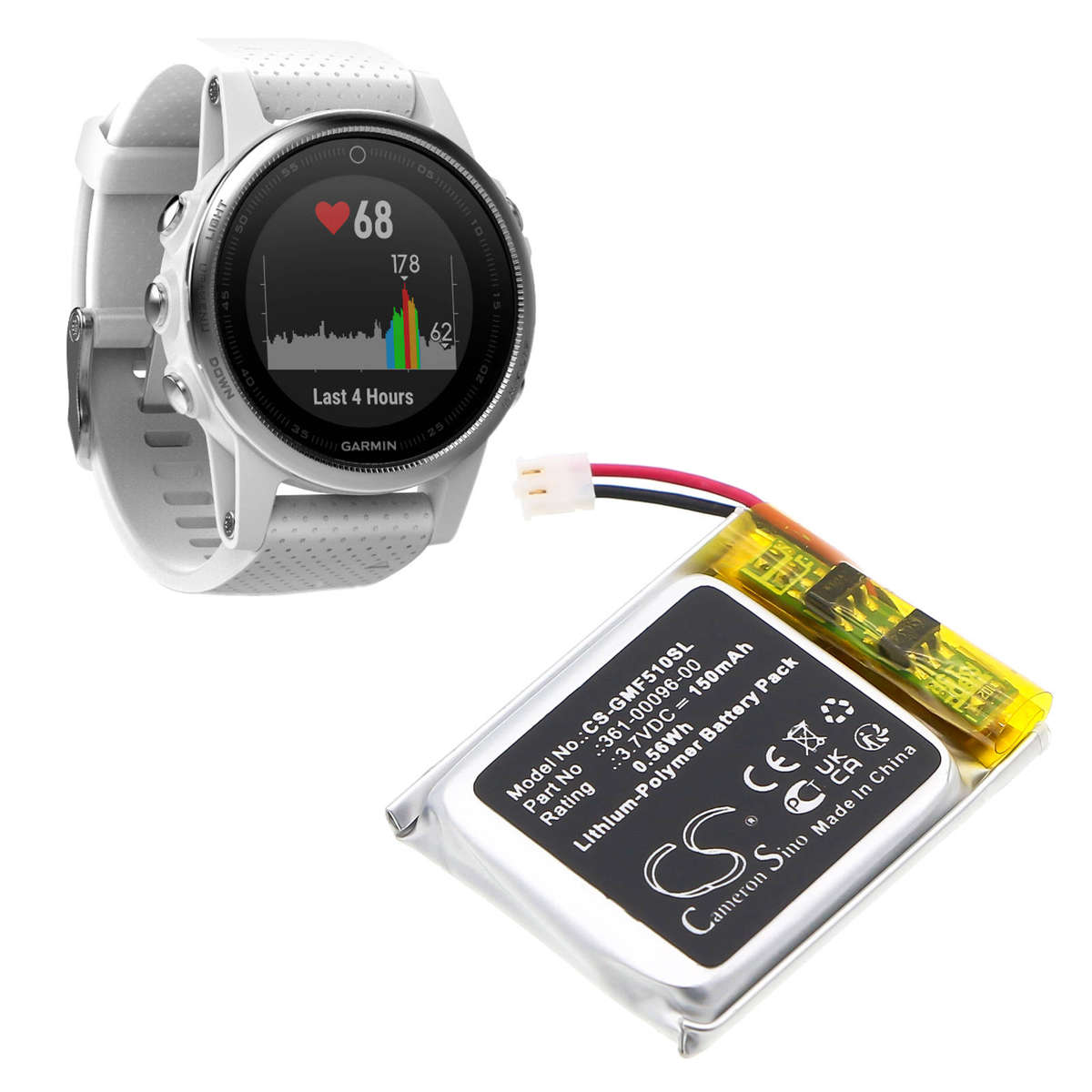 Smartwatch Battery  CS-GMF510SL  for  GarminFenix 5S  361-00096-00  etc.