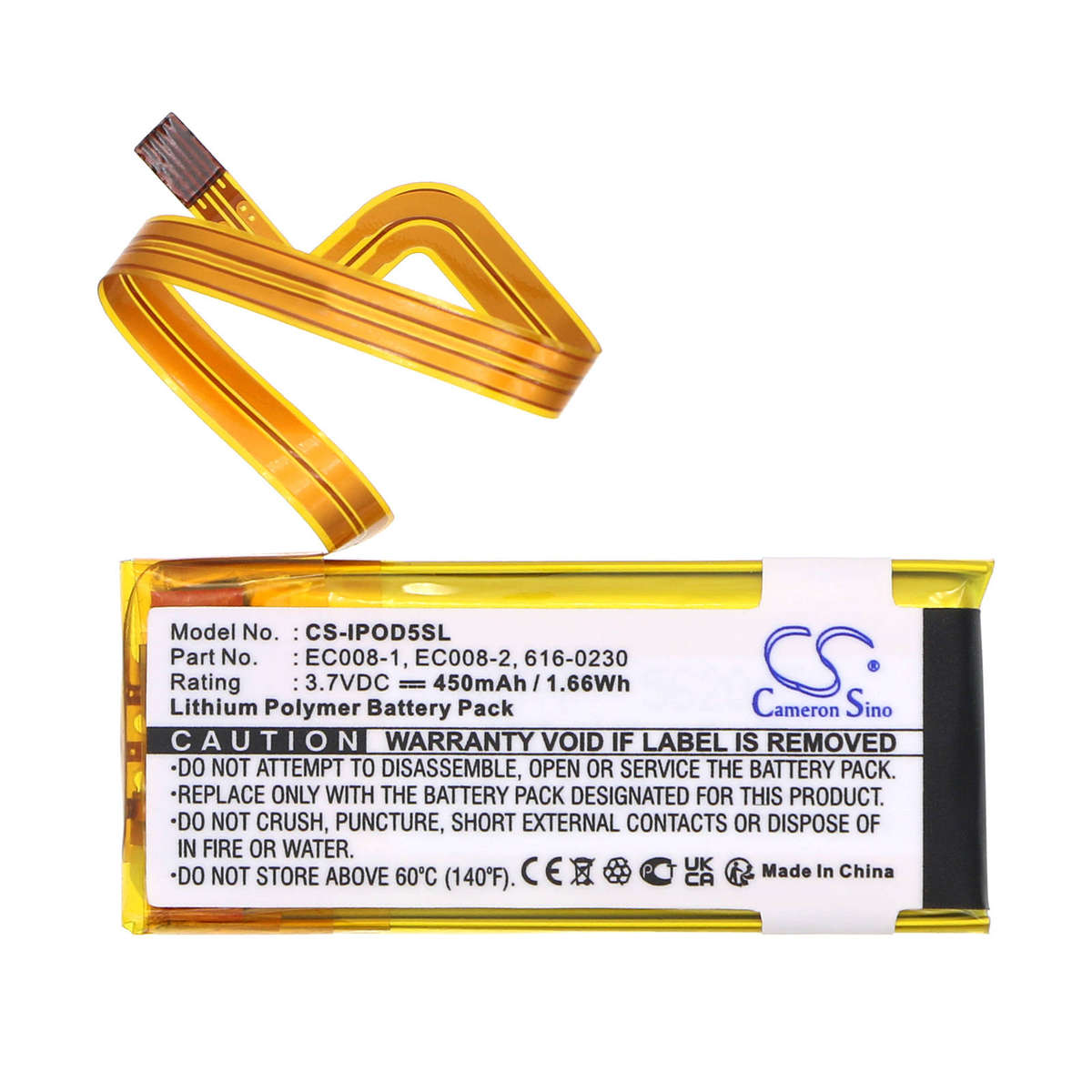 MP3, MP4, PMP BatterY CS-IPOD5SL for APPLE iPod G5 30GB A1036 etc.