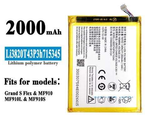 Mobile, SmartPhone Battery  ITCS-ZTEMF910LHH  for  ZTE  MF910  Li3820T43P3h715345  etc.