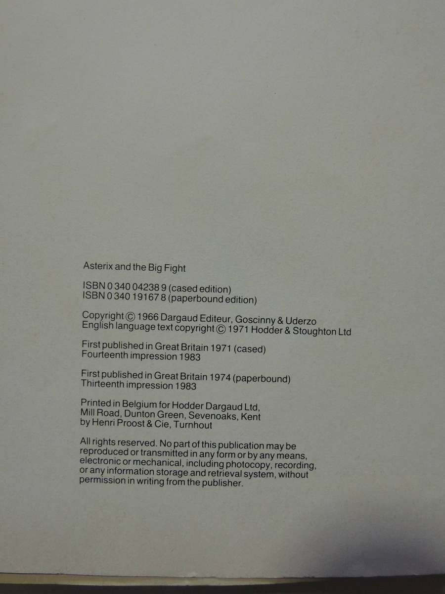 Asterix and the Big Fight (Book 9) by Goscinny & Uderzo     Soft Cover