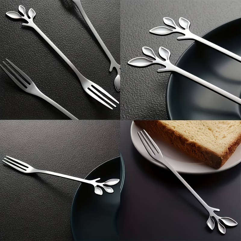 8-Piece Stainless Steel Mini Dessert Fork Set  Elegant Tableware