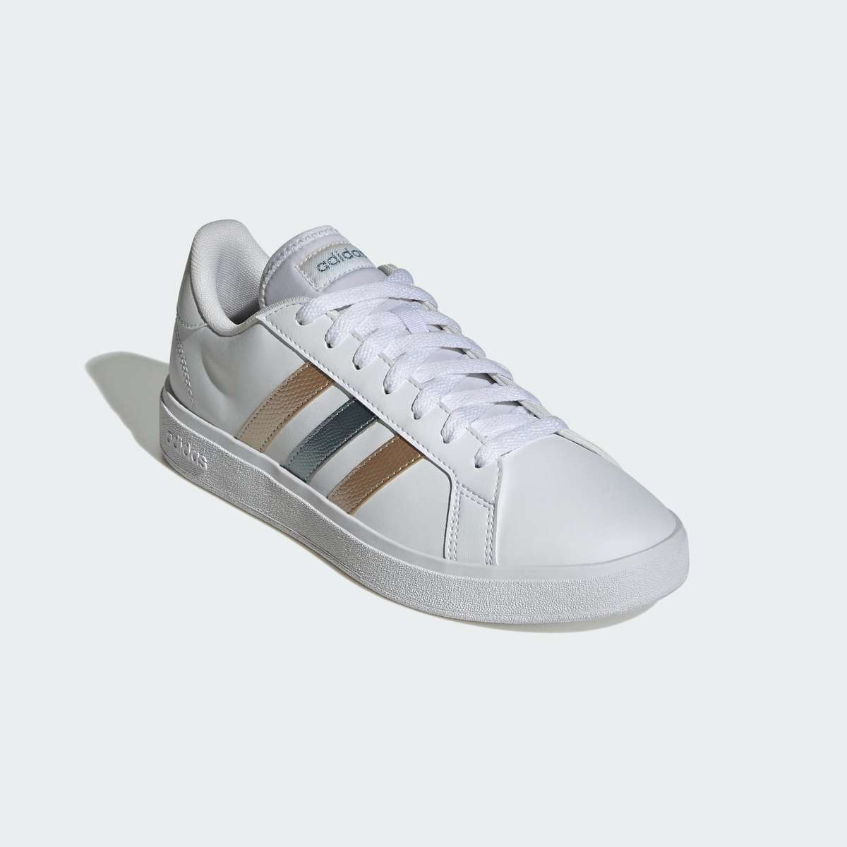 adidas Women's Grand Court Base 2.0 Cloud White/ Magic Grey/ Wonder Gold ID1865 Size UK 5 (SA 5)