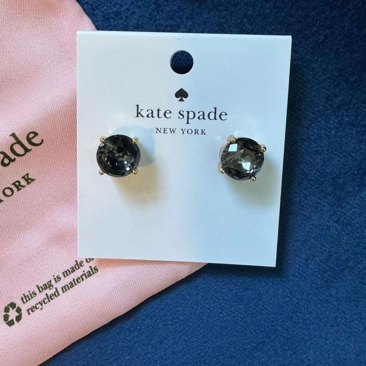 Kate Spade Rise & Shine Gold Plated Black Diamond CZ Studs O0RU3081