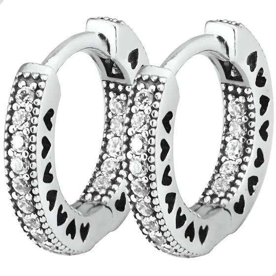 Pandora Pavè Heart Hoop Earrings 296317CZ with Pouch