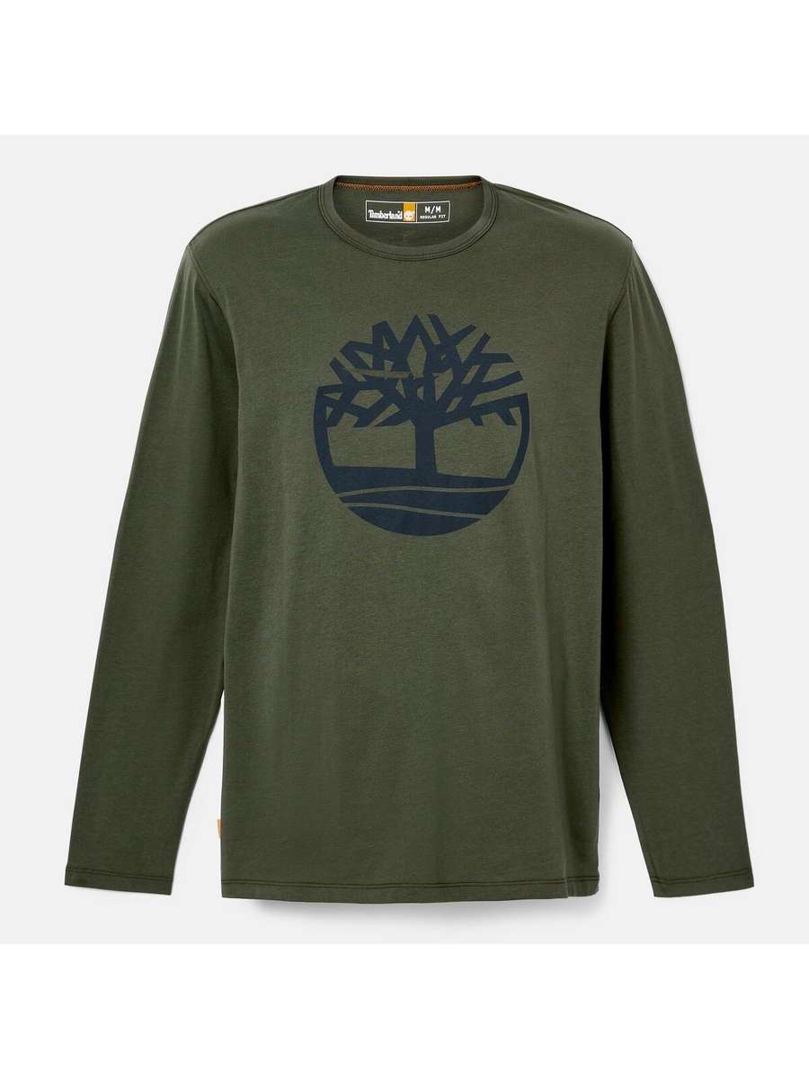 TIMBERLAND Men`s Tree Logo Green Tee Long Sleeves TB0A5YRQ Size Large