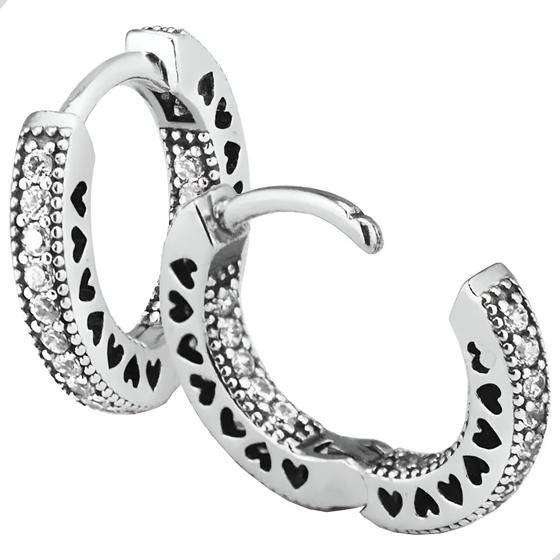 Pandora Pavè Heart Hoop Earrings 296317CZ with Pouch
